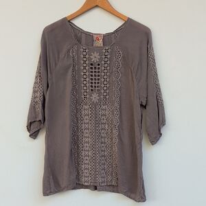 Johnny Was Embroidered Tunic Top - L